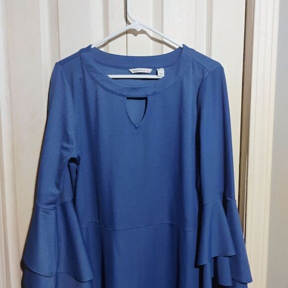 Isaac Mizrahi Blue Long Sleeve Dress - Picture 4 of 9